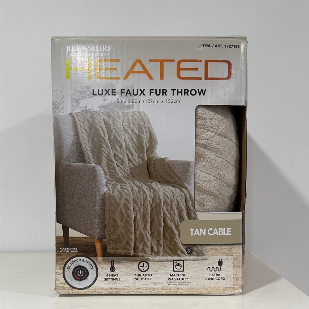 Berkshire Tan Heated Faux Fur Throw